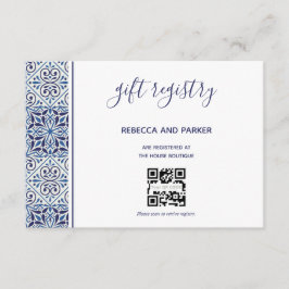 Blaue Fliesen Hochzeitsgeschenk Registrierung QR-C Begleitkarte