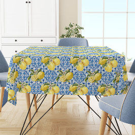 Blaue Fliesen im mediterranen Zitronenmuster Tischdecke