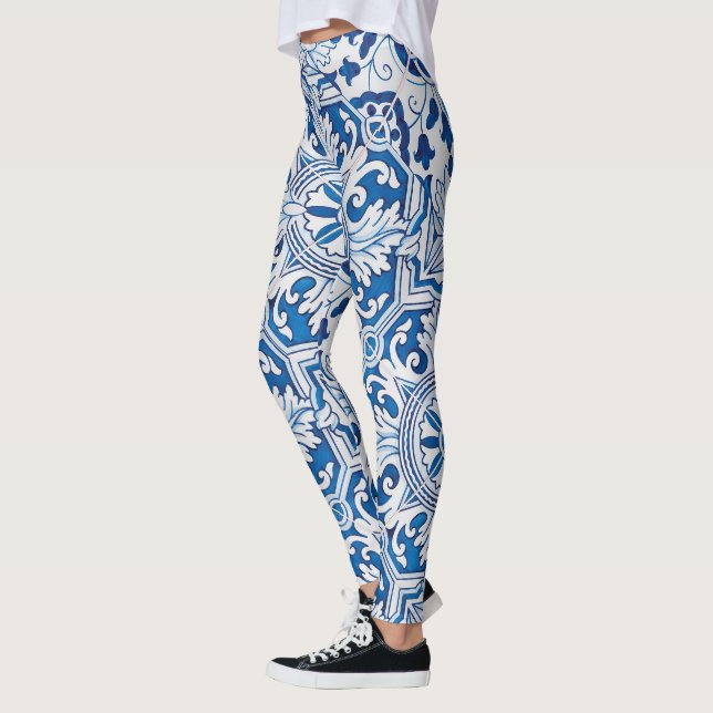 Blaue Fliesen Leggings (Links)
