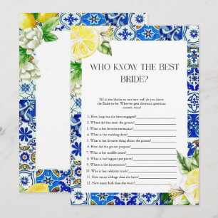 Blaue Fliesen-Limonen-Braut-Showerspiel Einladung