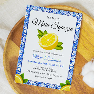 Blaue Fliesen-Limonen-Mama's Main Squeeze-Baby-Par Einladung