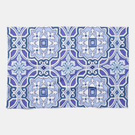 Blaue Fliesen, mediterrane Fliesen, Majolika Geschirrtuch