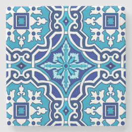 Blaue Fliesen, mediterrane Fliesen, Majolika    Steinuntersetzer