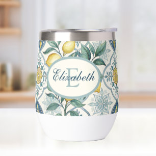 Blaue Fliesen-Monogramm French Country Zitronenmus