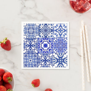 Blaue Fliesen, Mosaik, Majolika, Serviette