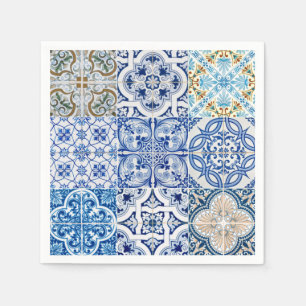 Blaue Fliesen Papier Napkins Serviette