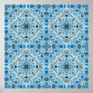 Blaue Fliesen Poster