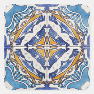 Blaue Fliesen Quadratischer Aufkleber