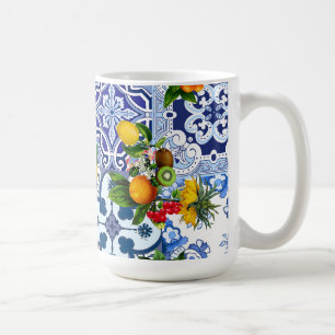 Blaue Fliesen, sizilianisch, majolica, Mosaikkunst Kaffeetasse
