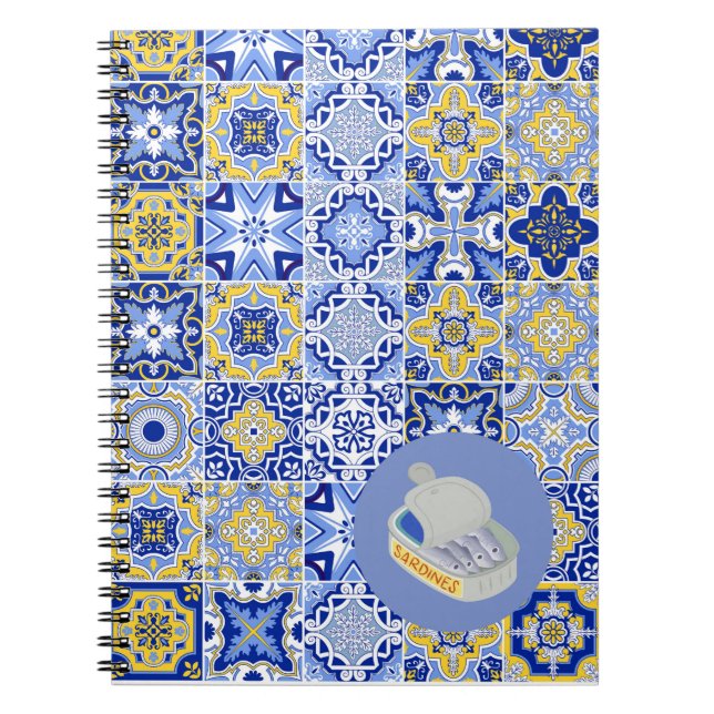Blaue Fliesen und Sardinen Notizblock (Vorderseite)