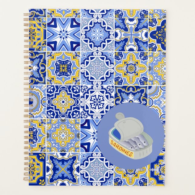 Blaue Fliesen und Sardinen Planer (Vorderseite)