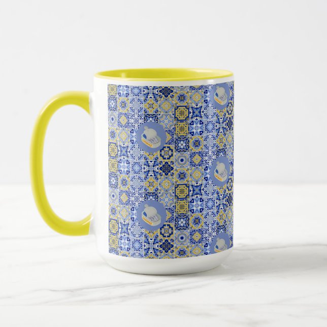 Blaue Fliesen und Sardinen Tasse (Links)