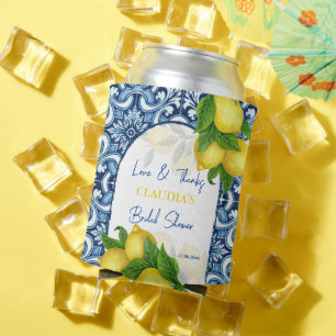 Blaue Fliesen und Zitrone Amalfi Bridal Geschenke Dosenkühler