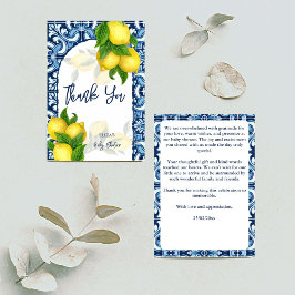 Blaue Fliesen und Zitrone Amalfi Positano Babydusc Dankeskarte