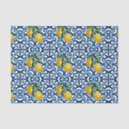 Blaue Fliesen und Zitronen Amalfi Positano themati Seidenpapier