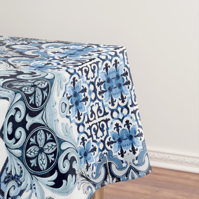 Blaue Fliesen Zitrone Mediterran Tischdecke (Beispiel)