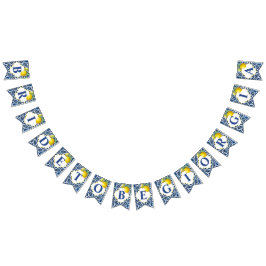 Blaue Fliesen Zitronen Amalfi Braut zum Brautparty Wimpelkette