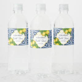 Blaue Fliesen Zitronen Amalfi Italienisches Brautp Wasserflaschenetikett