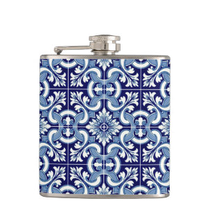 Blaue Fliesenflasche Flachmann