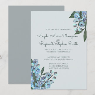 Blaue Flora Delphinium Bouquet Einladung