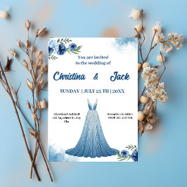 Blaue Flora| Elegante Gown Design Wedding Einladung