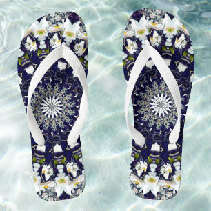 Blaue Flora Mandala Muster Flip Flops