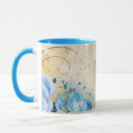 Blaue Flora mit Gold-Faith-Cross Tasse