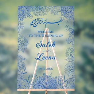 Blaue Flora Muslime - Willkommen Acrylschild