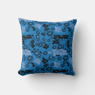 Blaue Flora-Muster Kissen