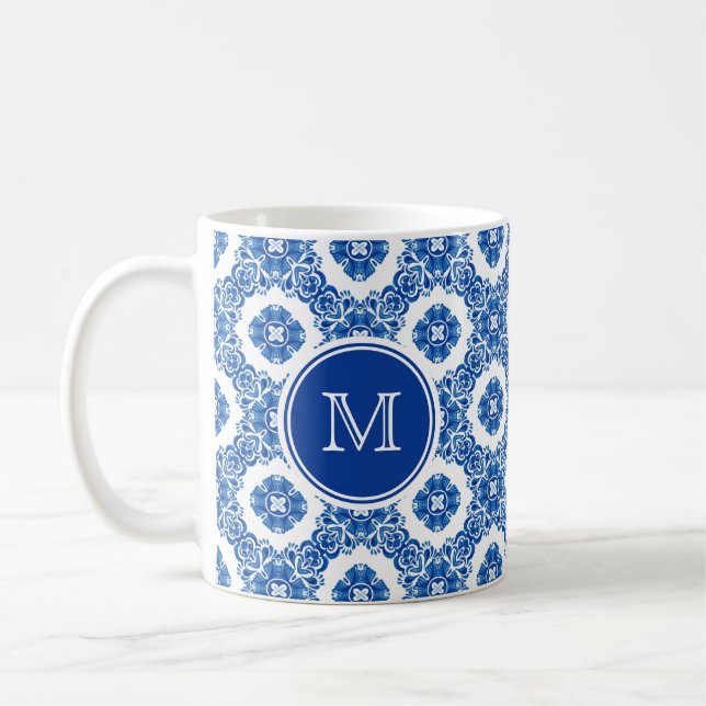 Blaue Flora Pariser Monogramm Kaffeetasse (Links)