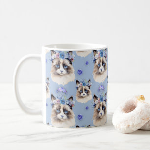 Blaue Flora Persische Katzen Kaffeetasse