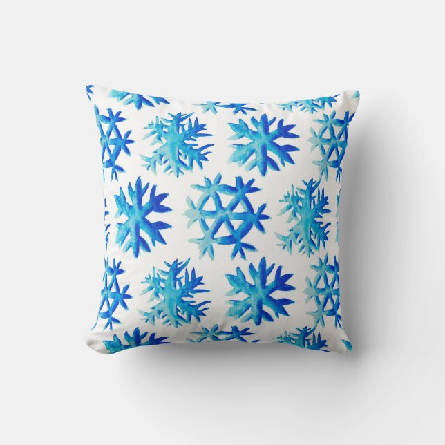 Blaue Flora und Fauna Kissen (Vorderseite)