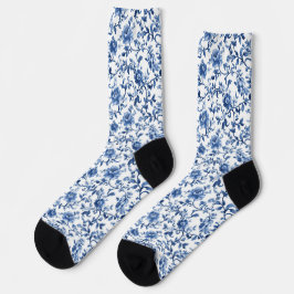 Blaue Flora und Fauna Vintag Socken
