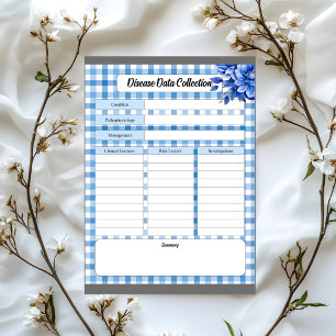 Blaue Floral Gingham _ Krankheitsdatensammlung Notizblock