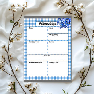 Blaue Floral Gingham_ Pathophysiologie Vorlage Notizblock