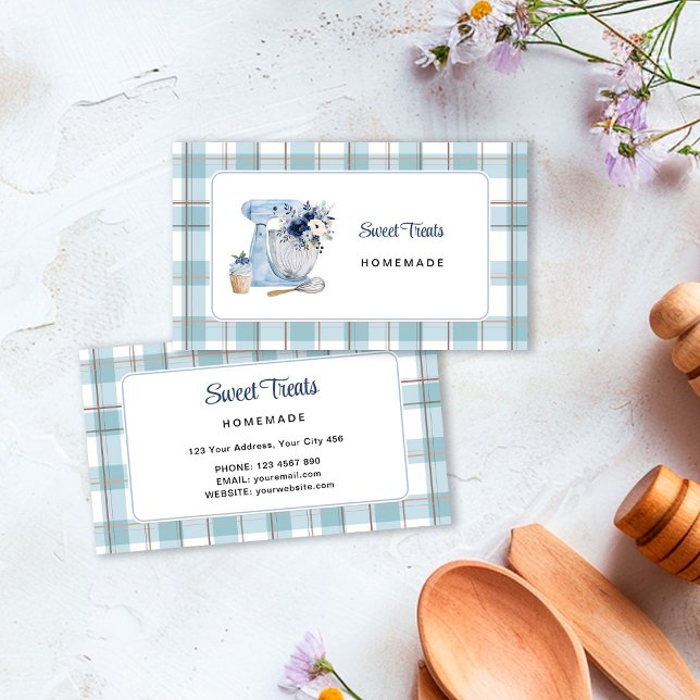 Blaue Floral-Mixer Visitenkarte (Von Creator hochgeladen)