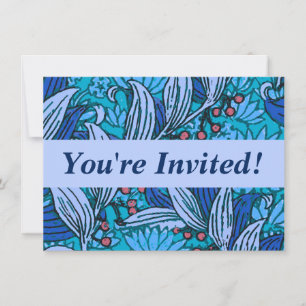 Blaue florale Antiquität Boho Modern Einladung