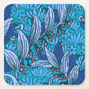 Blaue florale Antiquität Boho Modern Rechteckiger Pappuntersetzer