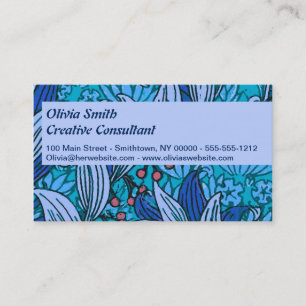 Blaue florale Antiquität Boho Modern Visitenkarte