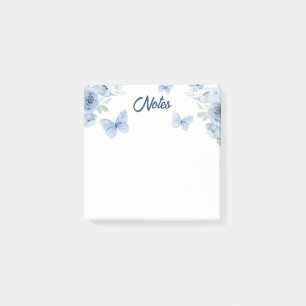 Blaue Florale Aquarell Schmetterling Haftnotizen Post-it Klebezettel