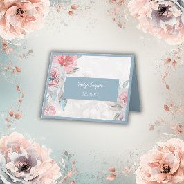 Blaue florale Aquarellkarte Rose Hochzeitsgast Dankeskarte