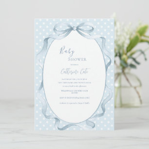 Blaue florale Baby-Party Einladung