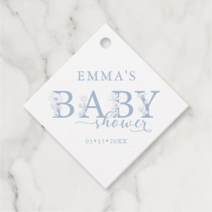 Blaue florale Babyparty Elegante Wildblume Geschenkanhänger