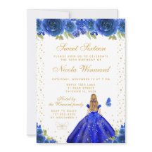 Blaue Florale Blondhaarige Prinzessin Sweet Sixtee