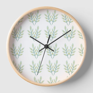 Blaue florale botanische Illustrations-Wandkunst N Uhr