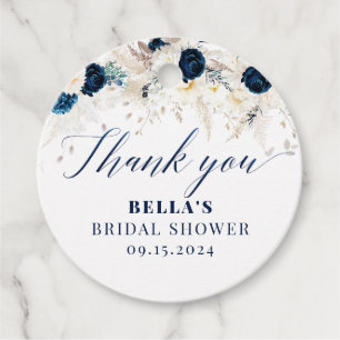 Blaue Florale Brautparty Dankeschön Geschenkanhänger
