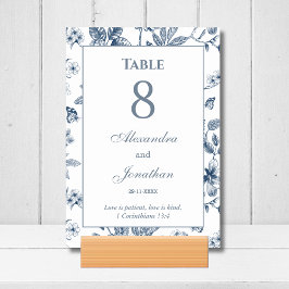 Blaue florale Chinoiserie-christliche Hochzeit    Tischnummer