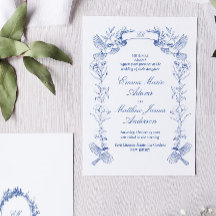 Blaue Florale Chinoiserie-Hochzeit