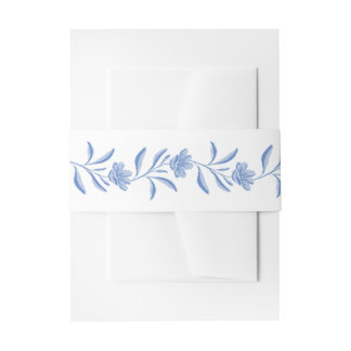 Blaue florale Chinoiserie-Hochzeits-Einladung Bauc Einladungsbanderole