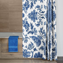 Blaue florale Chinoiserie Wasserfarbe Weiß
